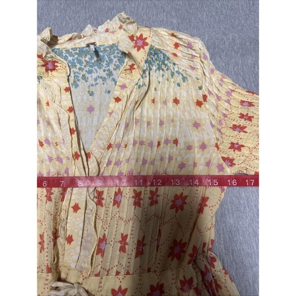 Free People Rare Feeling Maxi Dress Small Short Sleeve Floral Flare Western Boho - Picture 5 of 11